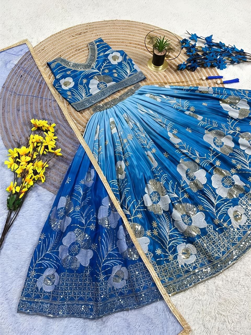 Lehenga Fille collection "Meera" - Bleu