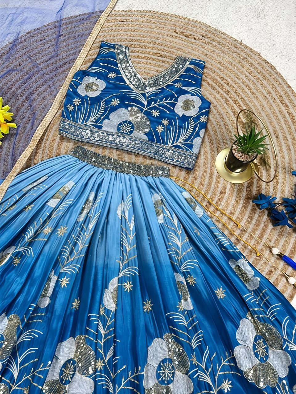 Lehenga Fille collection "Meera" - Bleu