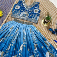 Lehenga Fille collection "Meera" - Bleu