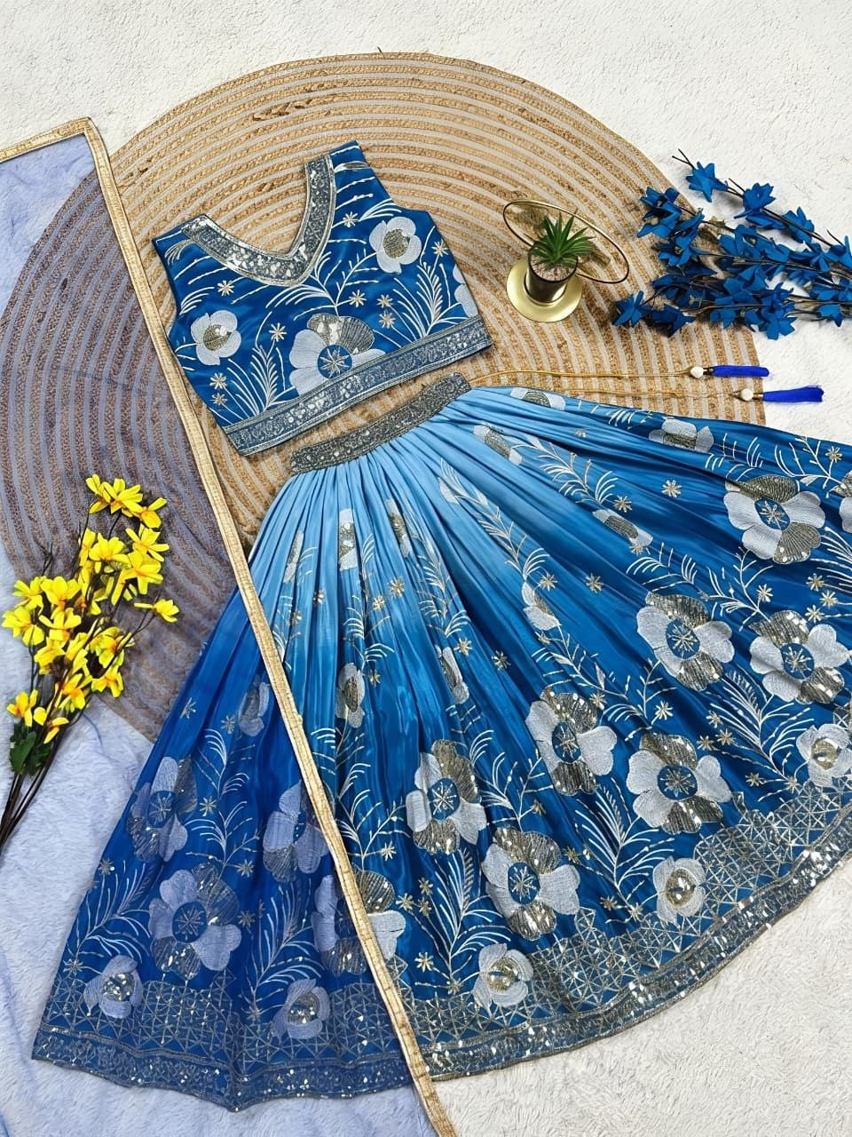 Lehenga Fille collection "Meera" - Bleu