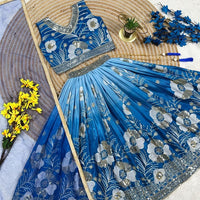Lehenga Fille collection "Meera" - Bleu