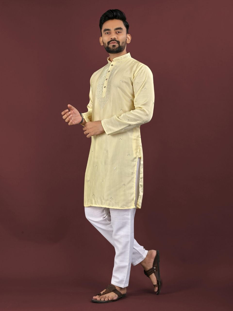 Kurta "Kumaran" - Jaune paille