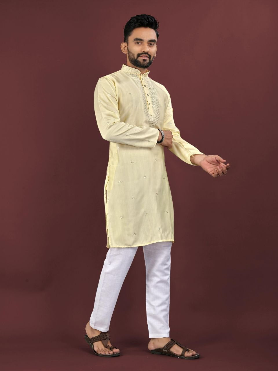 Kurta "Kumaran" - Jaune paille