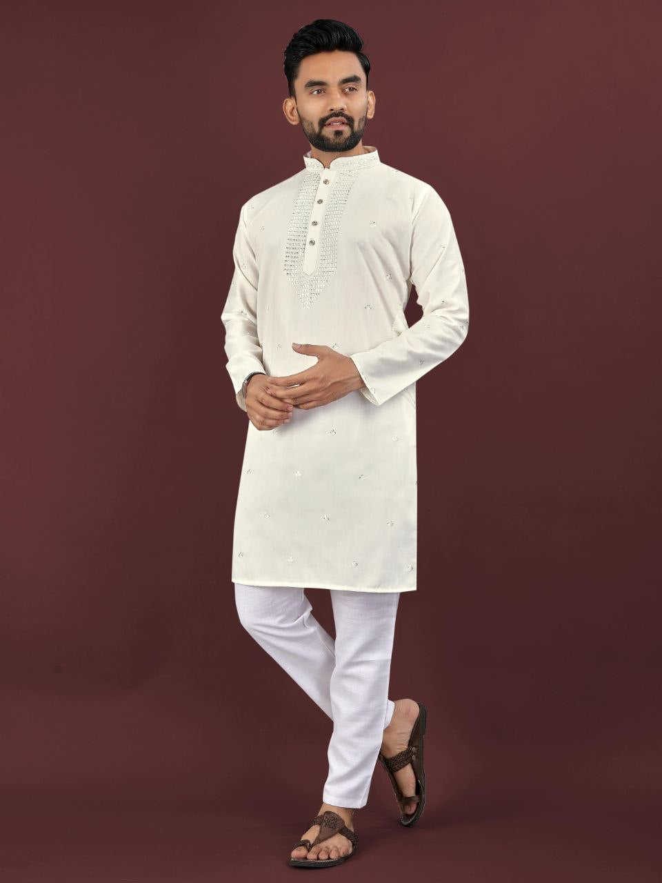 Kurta "Kumaran" - Blanc cassé crème