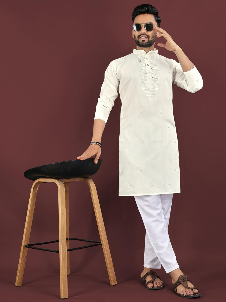 Kurta "Kumaran" - Blanc cassé crème