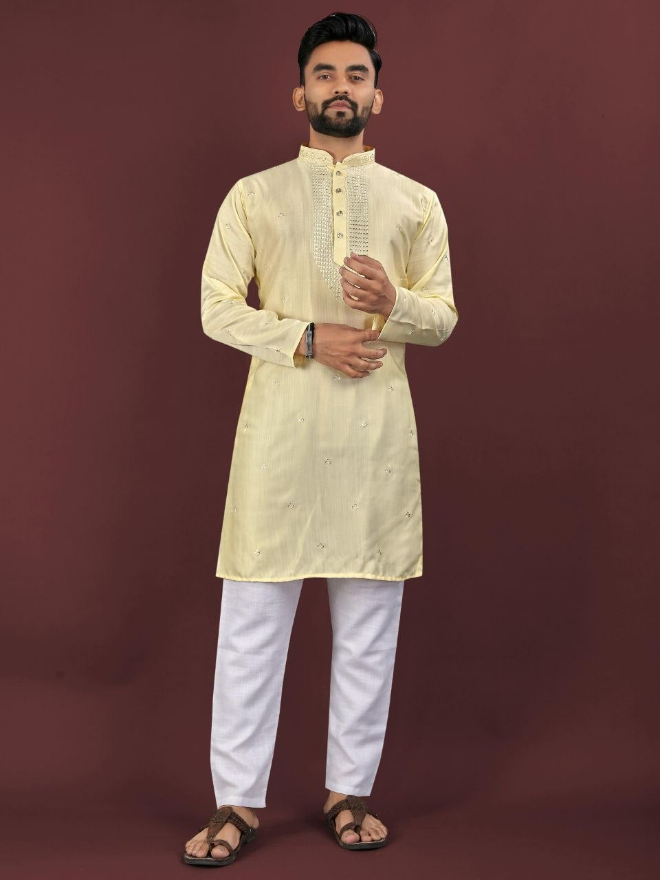 Kurta "Kumaran" - Jaune paille