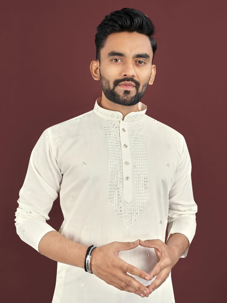 Kurta "Kumaran" - Blanc cassé crème