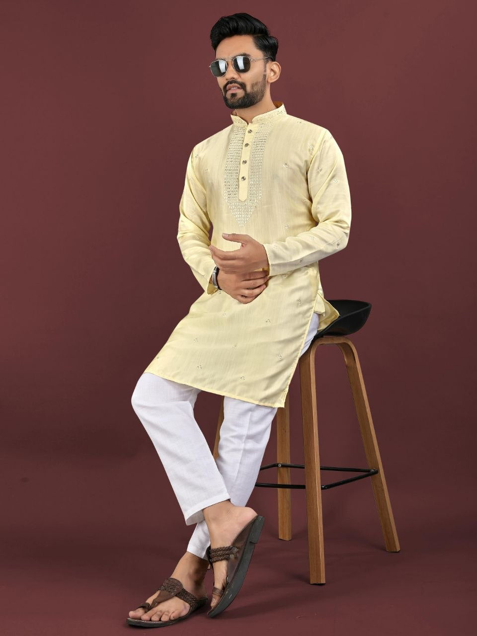 Kurta "Kumaran" - Jaune paille
