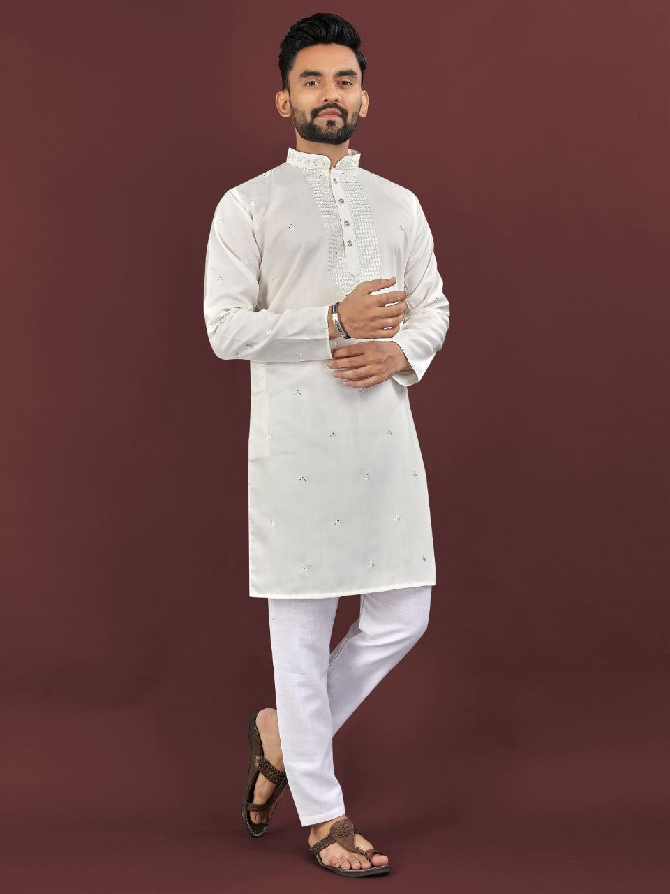 Kurta "Kumaran" - Blanc cassé crème
