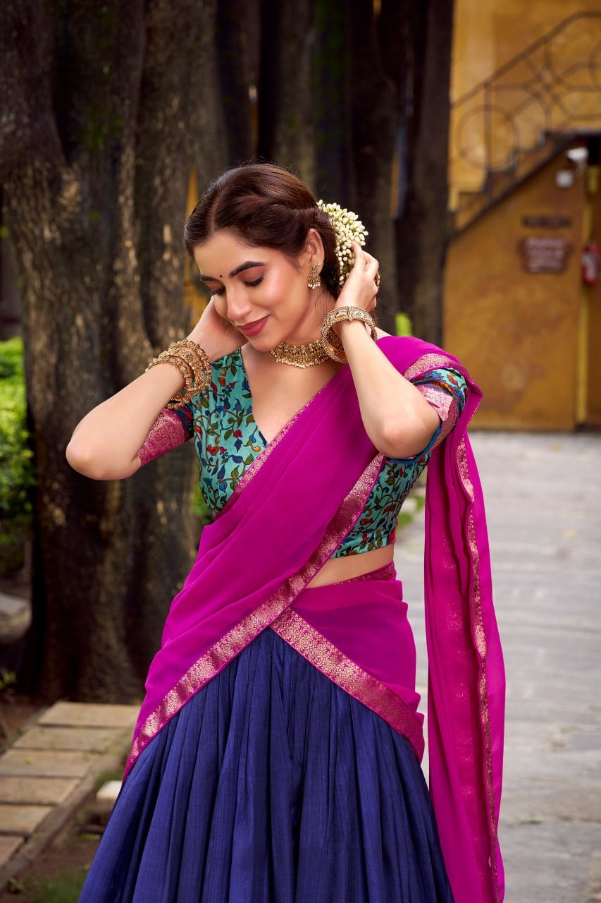 Lehenga « Krishika » - Bleu