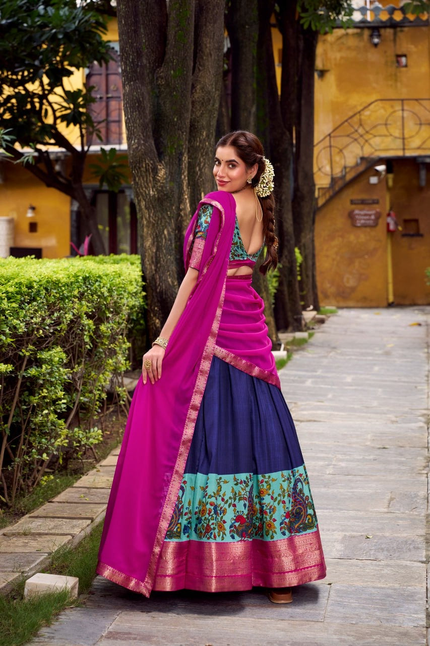 Lehenga « Krishika » - Bleu