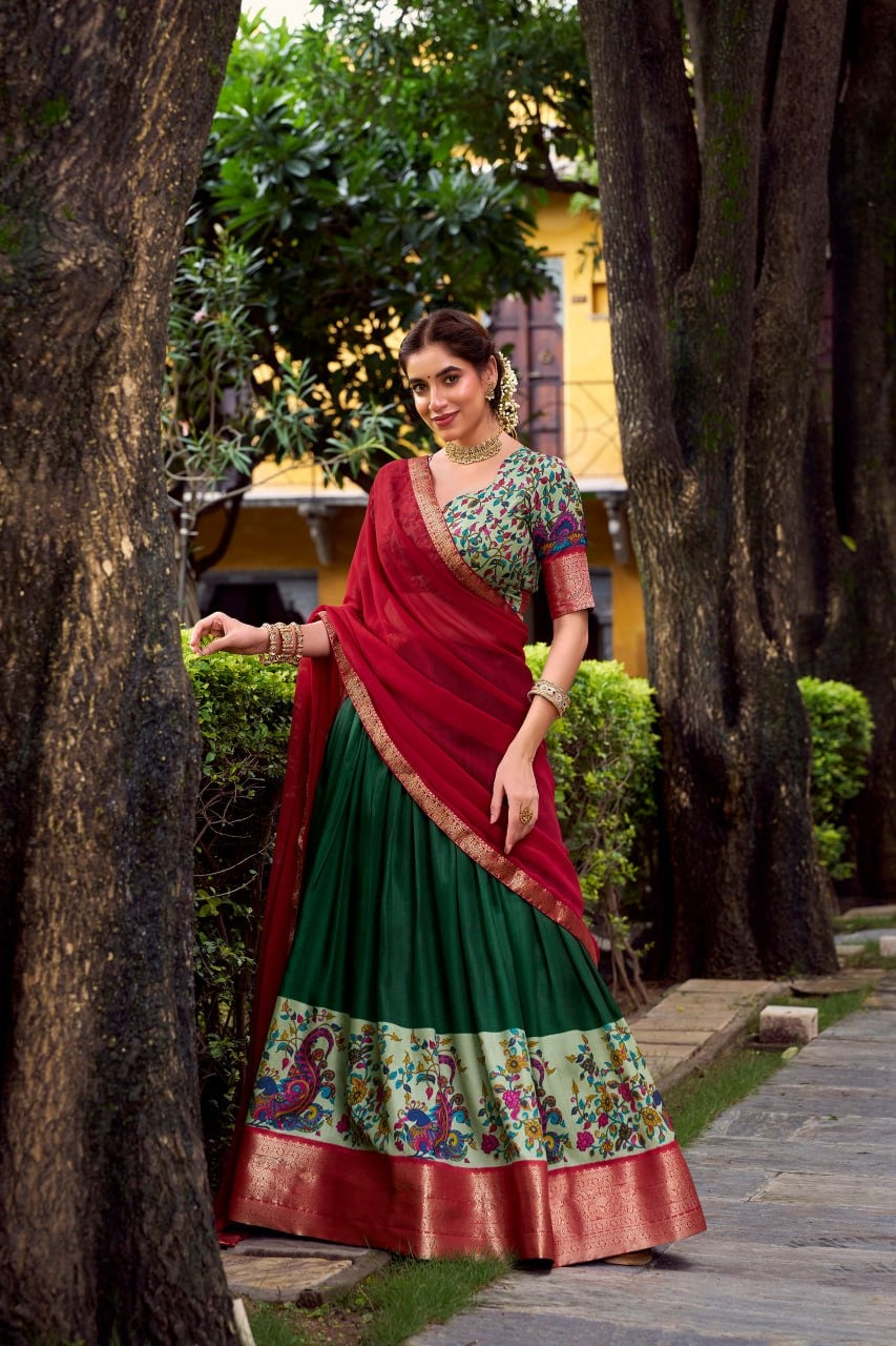 Lehenga « Krishika » - Vert