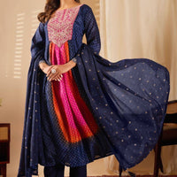 Anarkali Collection "Sajni" - Bleu nuit/rose