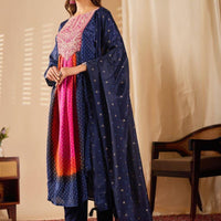 Anarkali Collection "Sajni" - Bleu nuit/rose