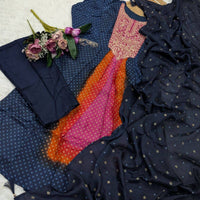 Anarkali Collection "Sajni" - Bleu nuit/rose