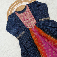 Anarkali Collection "Sajni" - Bleu nuit/rose