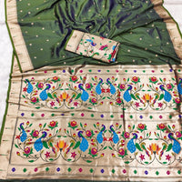 Sari "Shakila" - Vert kaki