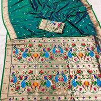 Sari "Shakila" - Vert bouteille