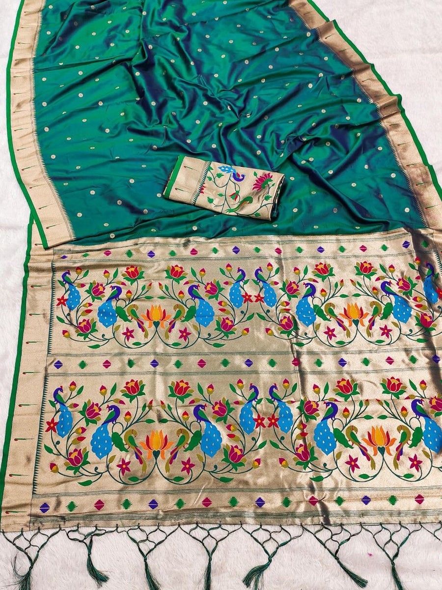 Sari "Shakila" - Vert bouteille