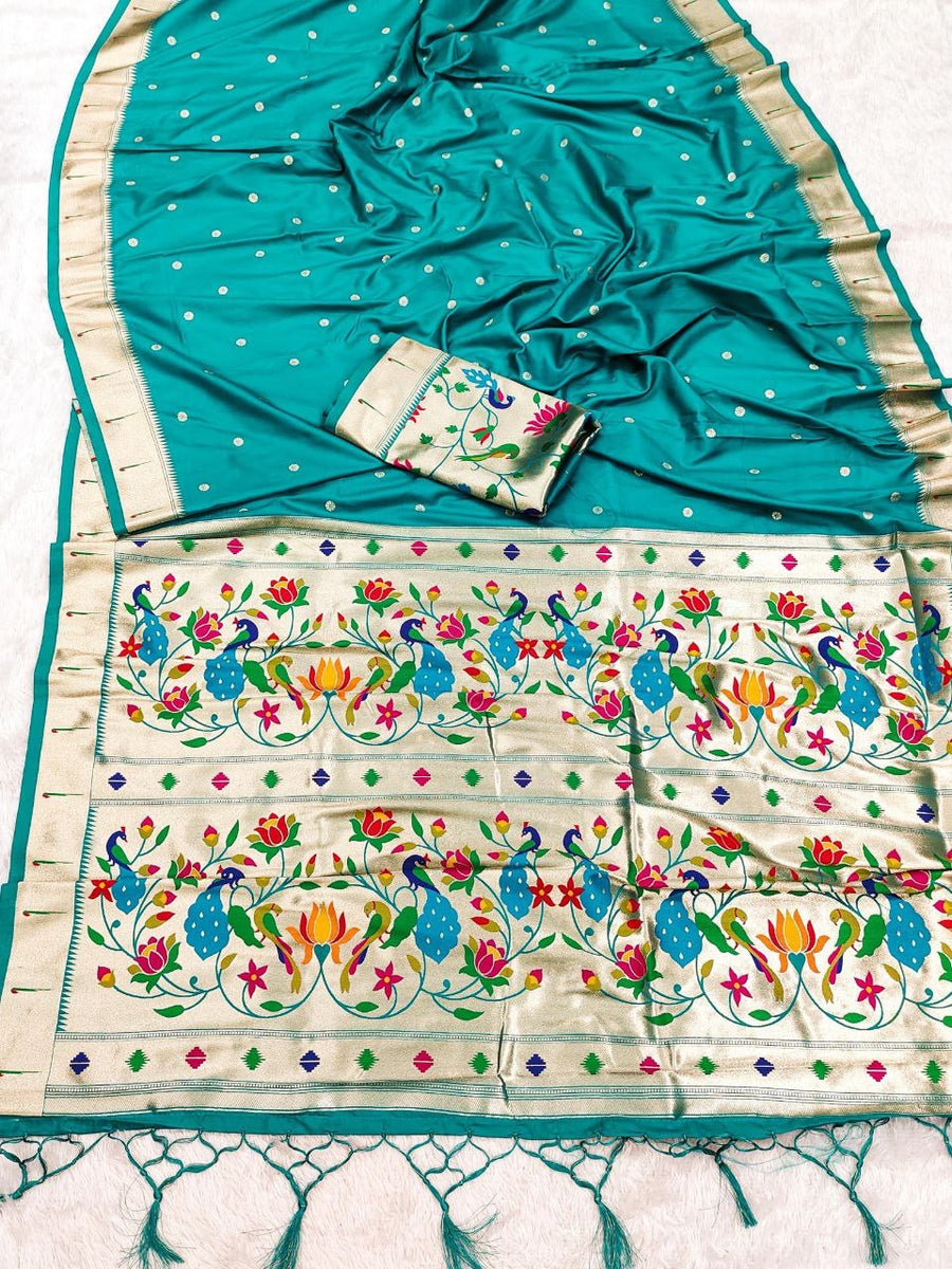 Sari "Shakila" - Bleu turquoise