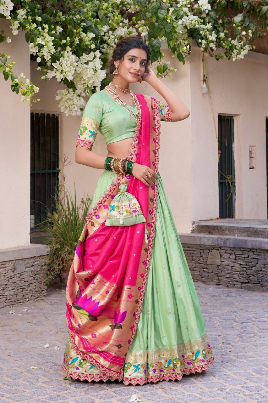 Lehenga collection "Indrany" - Vert menthe