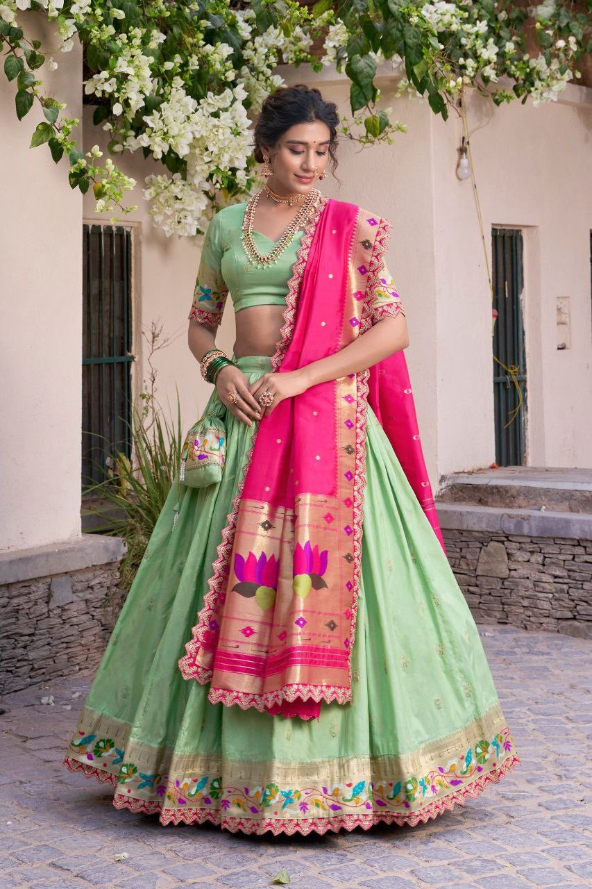 Lehenga collection "Indrany" - Vert menthe