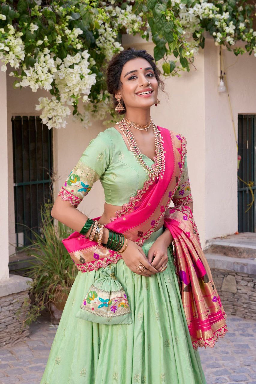 Lehenga collection "Indrany" - Vert menthe