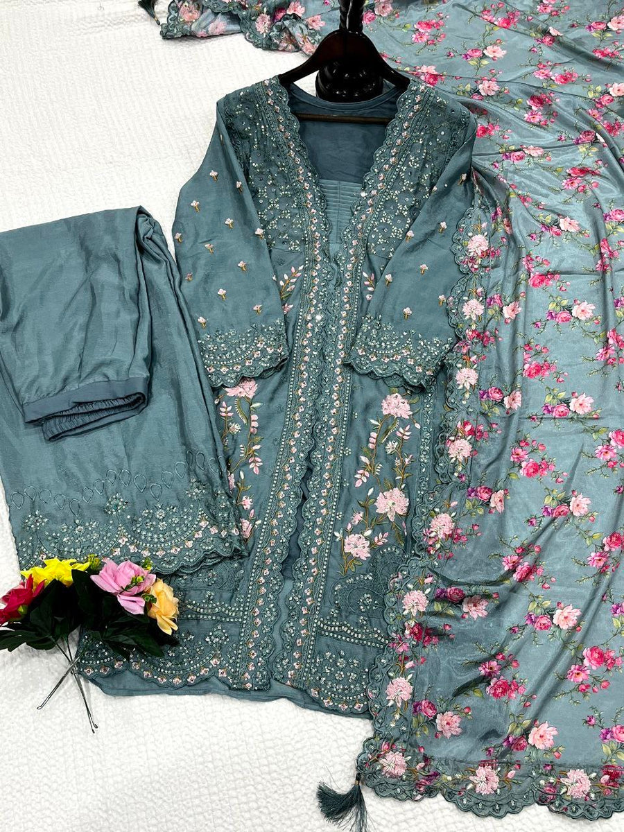 Punjabi "Mila" - Bleu vert profond