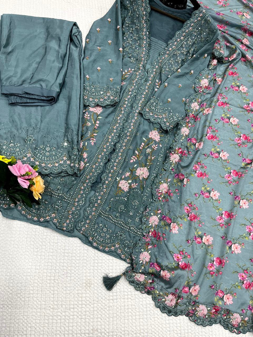 Punjabi "Mila" - Bleu vert profond