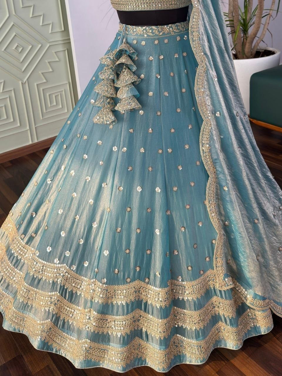Lehenga collection "Riya" - Bleu gris