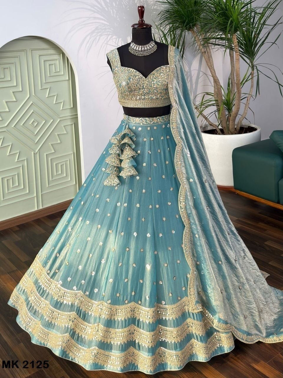 Lehenga collection "Riya" - Bleu gris