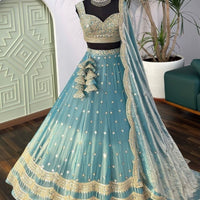Lehenga collection "Riya" - Bleu gris