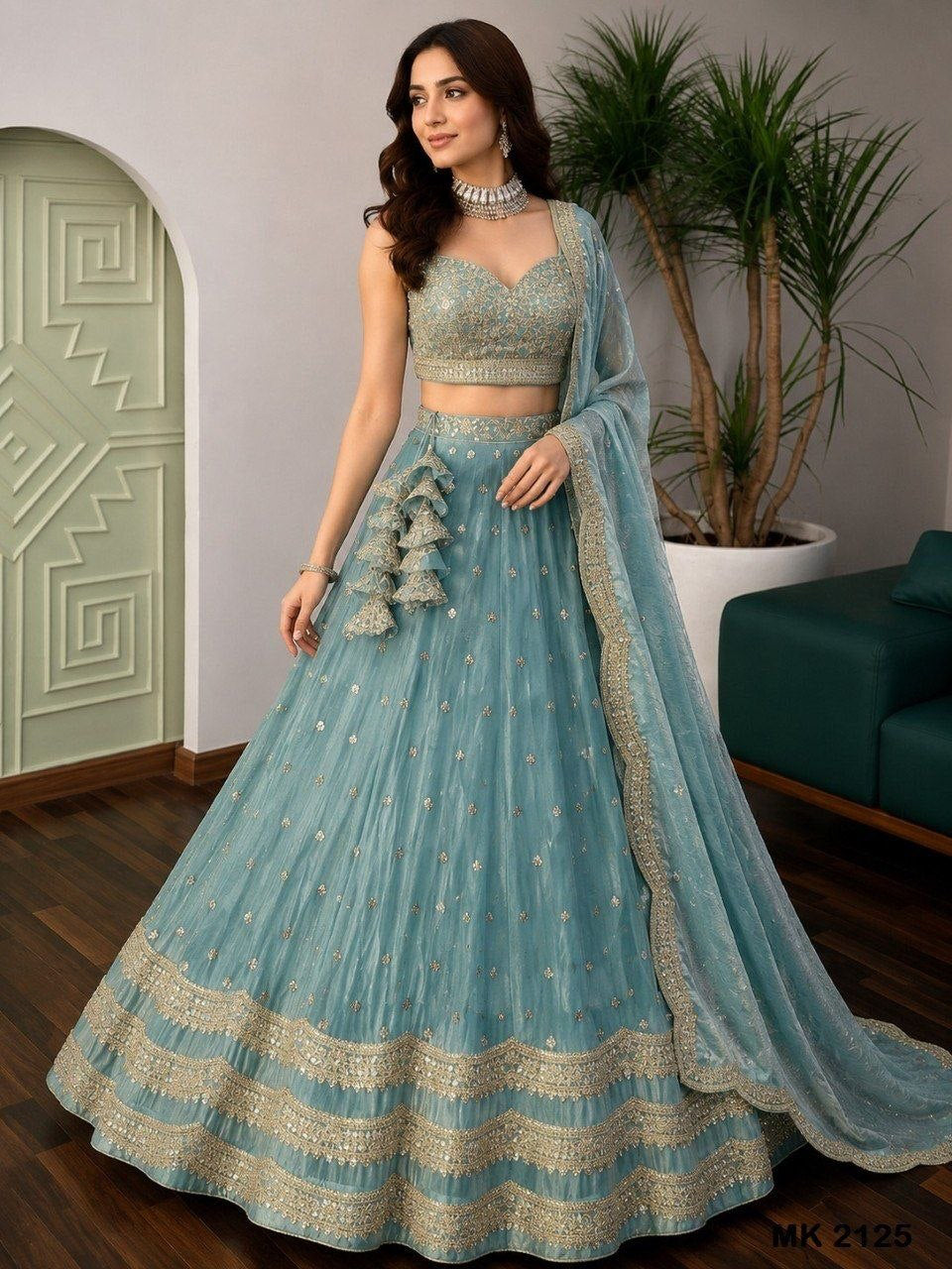 Lehenga collection "Riya" - Bleu gris
