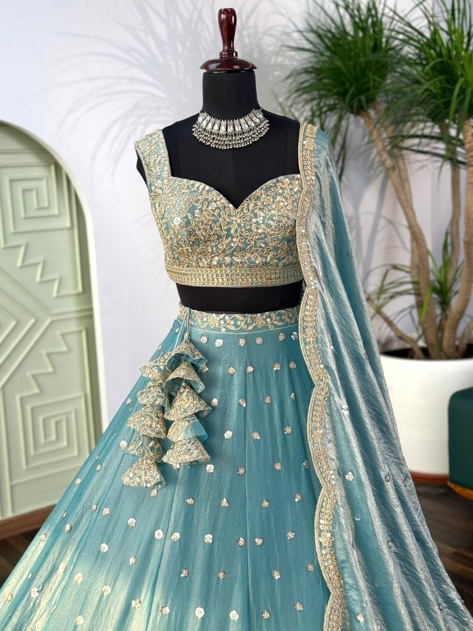 Lehenga collection "Riya" - Bleu gris