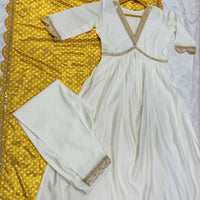 Anarkali Collection "Saneela" - Blanc/Jaune