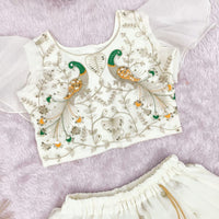 Lehenga Fille collection "Samya" - Blanc cassé