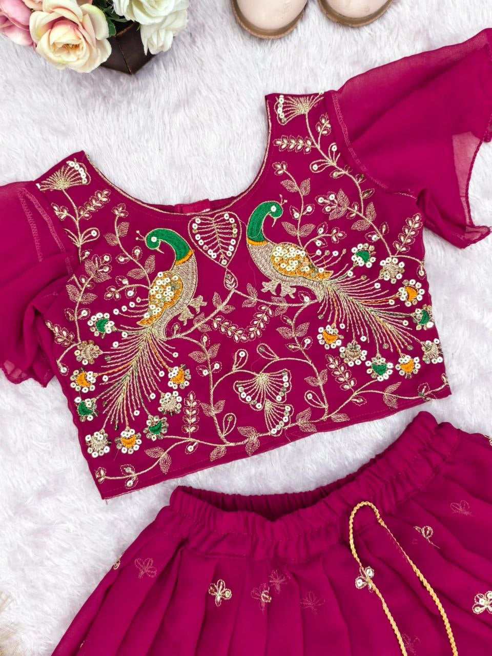 Lehenga Fille collection "Samya" - Rose fuschia