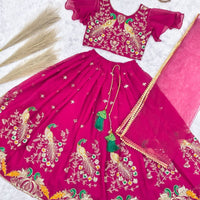 Lehenga Fille collection "Samya" - Rose fuschia