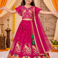 Lehenga Fille collection "Samya" - Rose fuschia