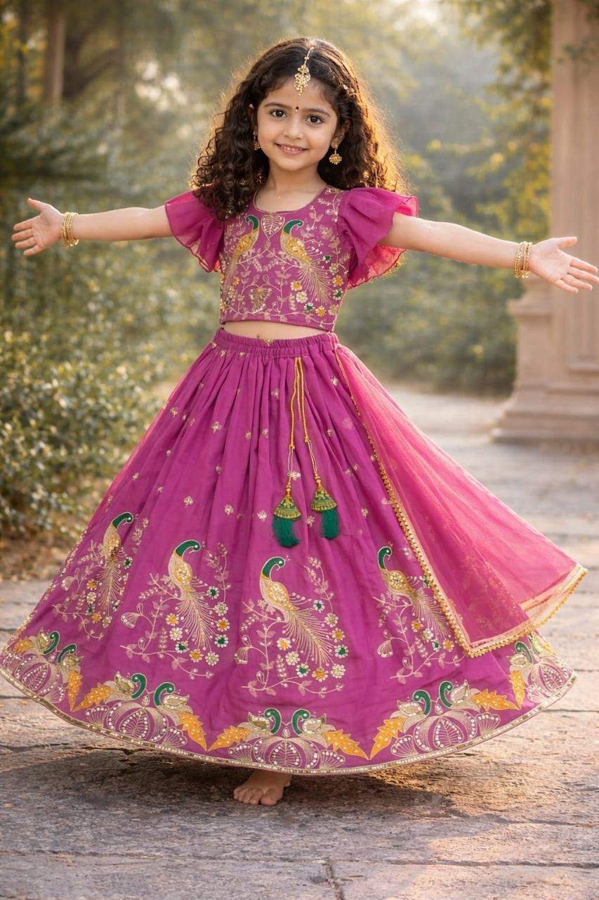 Lehenga Fille collection "Samya" - Vieux rose
