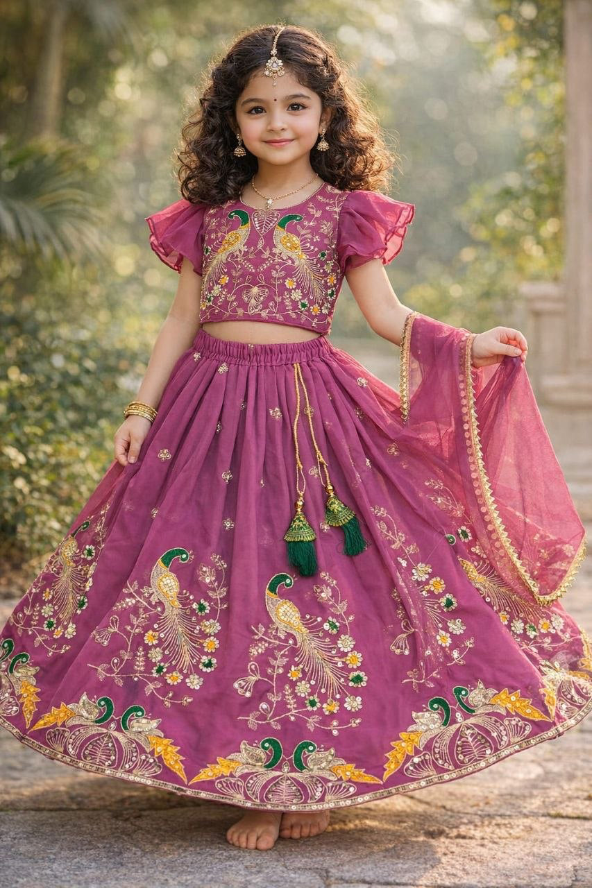 Lehenga Fille collection "Samya" - Vieux rose