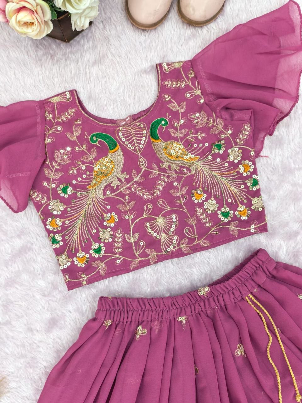 Lehenga Fille collection "Samya" - Vieux rose