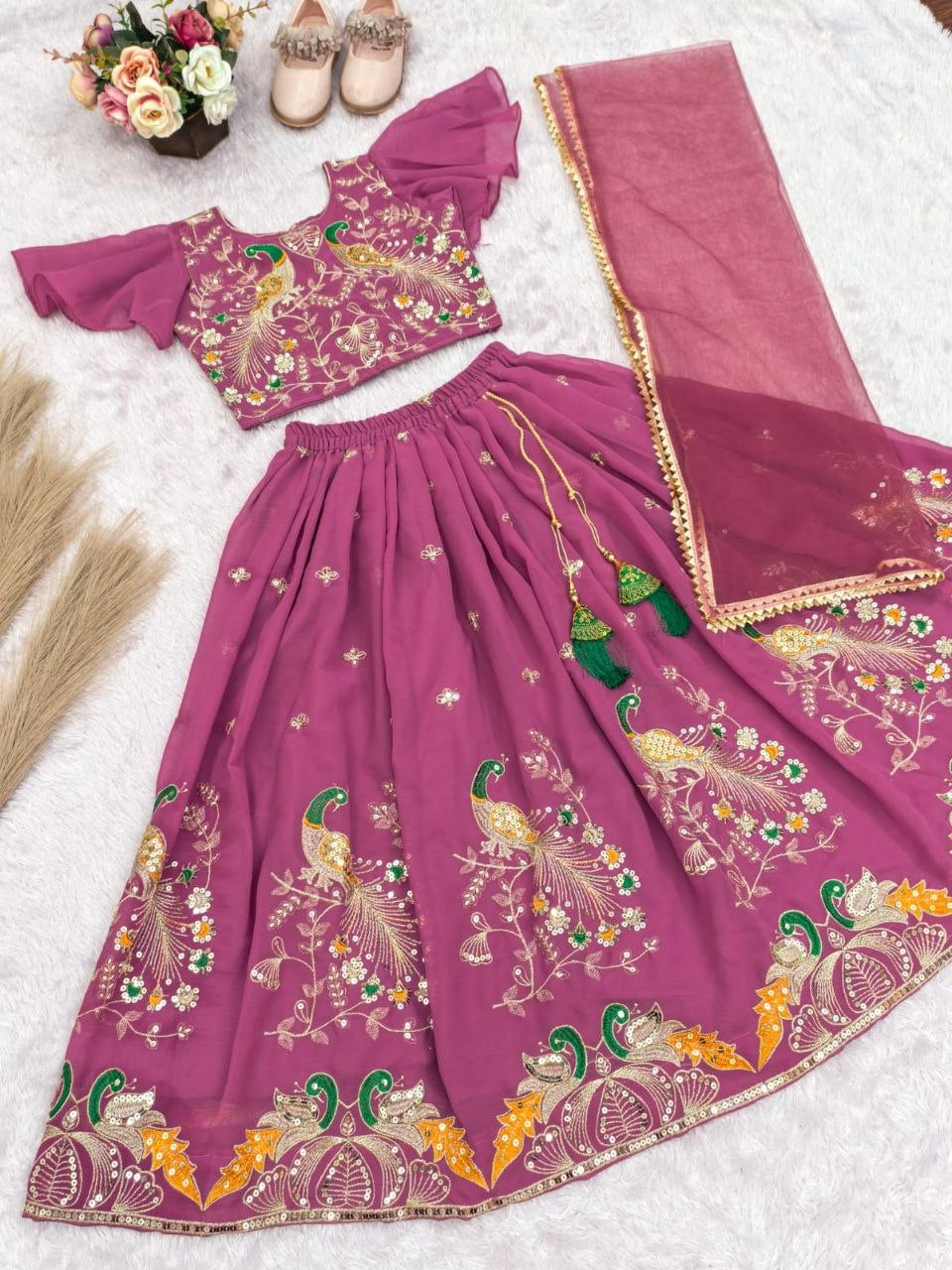 Lehenga Fille collection "Samya" - Vieux rose