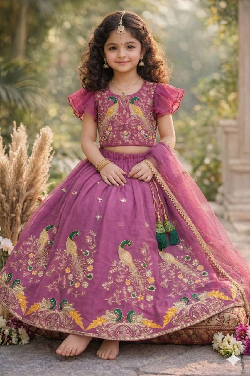 Lehenga Fille collection "Samya" - Vieux rose