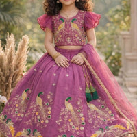 Lehenga Fille collection "Samya" - Vieux rose