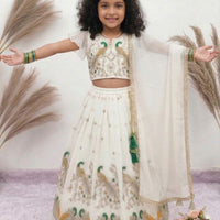 Lehenga Fille collection "Samya" - Blanc cassé