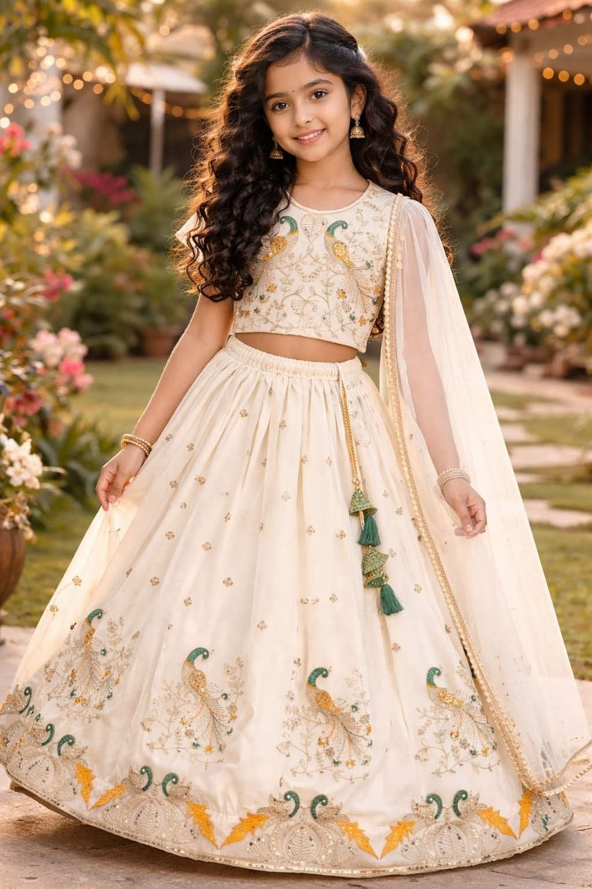 Lehenga Fille collection "Samya" - Blanc cassé