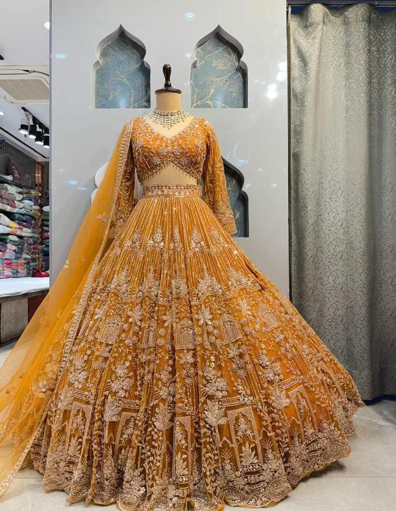 Lehenga collection "Shadiri" - Jaune moutarde