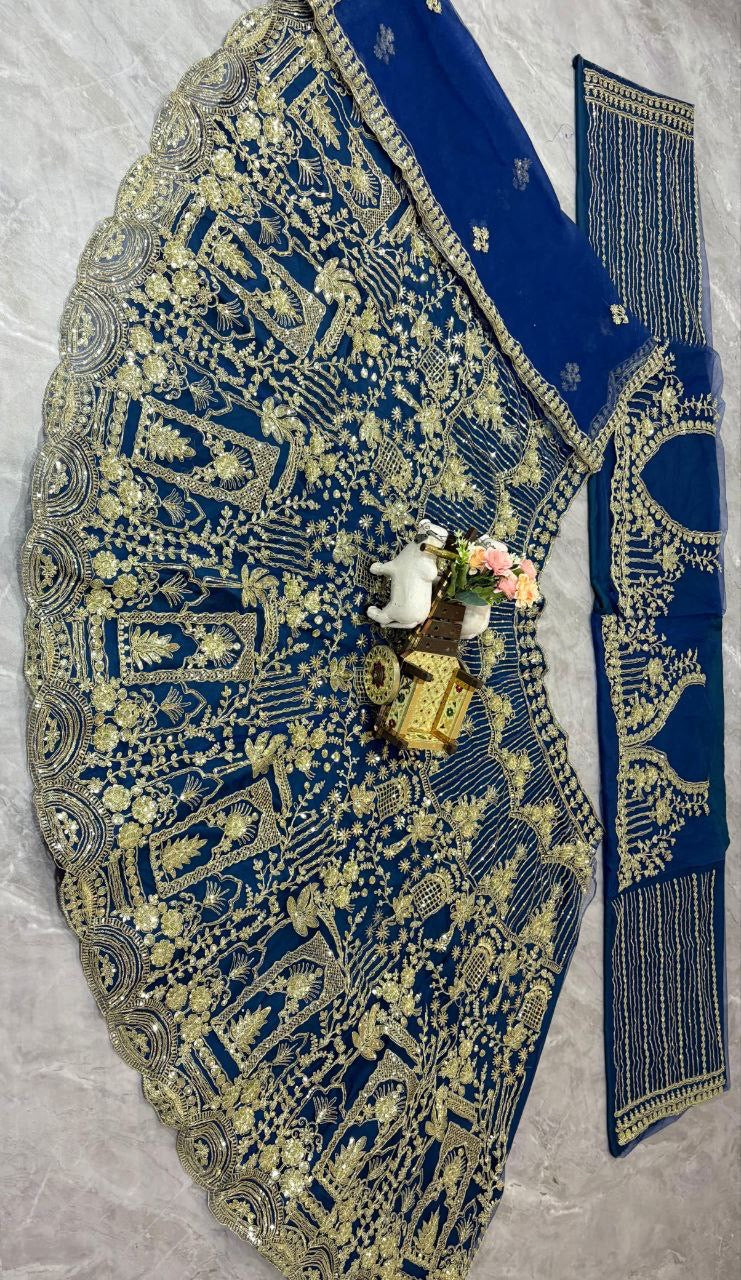 Lehenga collection "Shadiri" - Bleu paon