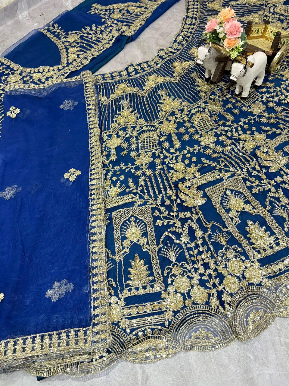Lehenga collection "Shadiri" - Bleu paon